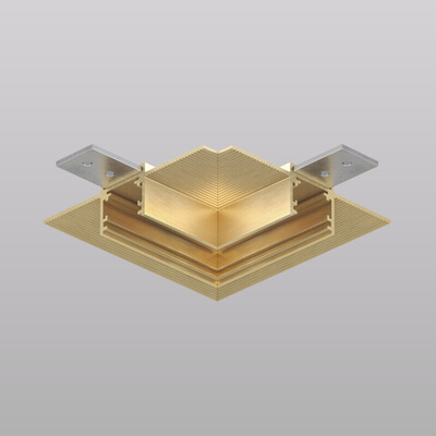 Угловой элемент трека SHINE HIDE для ГКЛ 12,5 мм, 90°, потолок–потолок, сатинированная латунь, алюминий