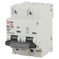 Автоматический выключатель ЭРА PRO NO-902-272 ВА47-100 2Р 16А кривая С 10 кА | Модульные автоматические выключатели