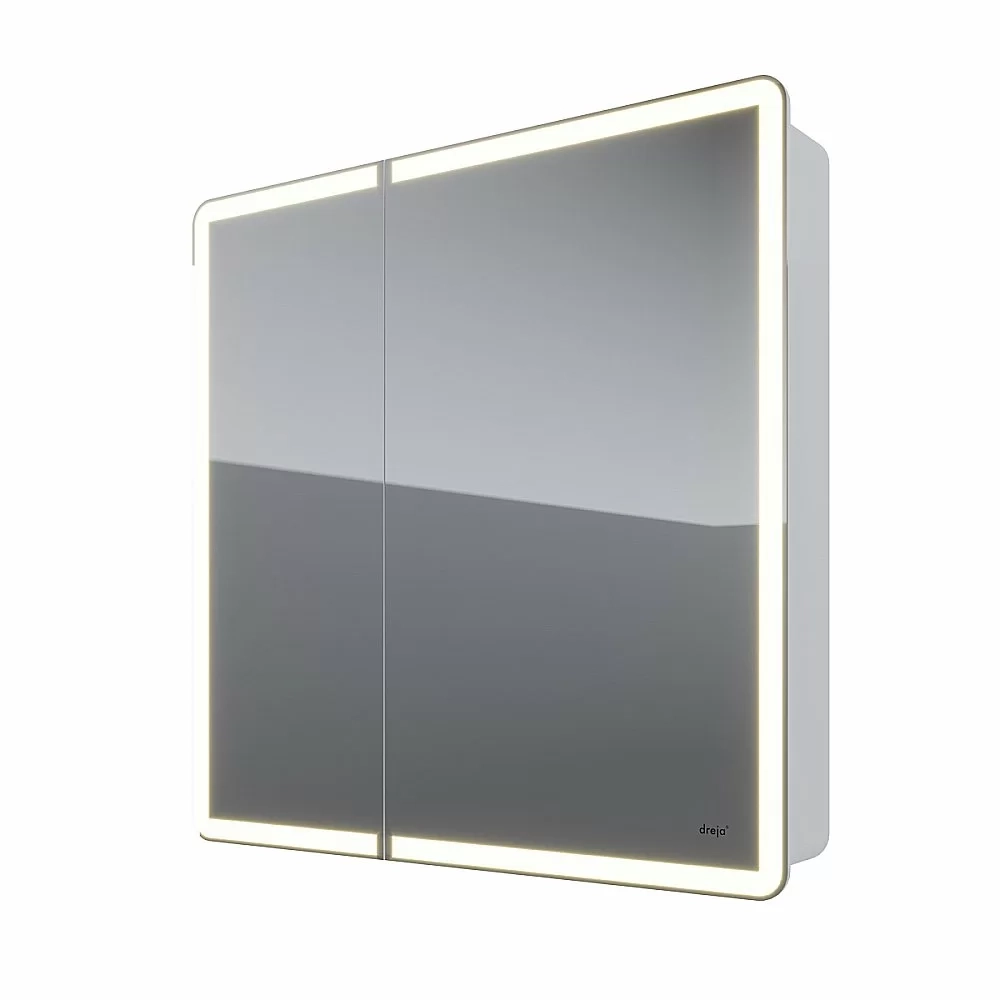 Шкаф зеркальный c LED-подсветкой Dreja POINT 80x90 белый