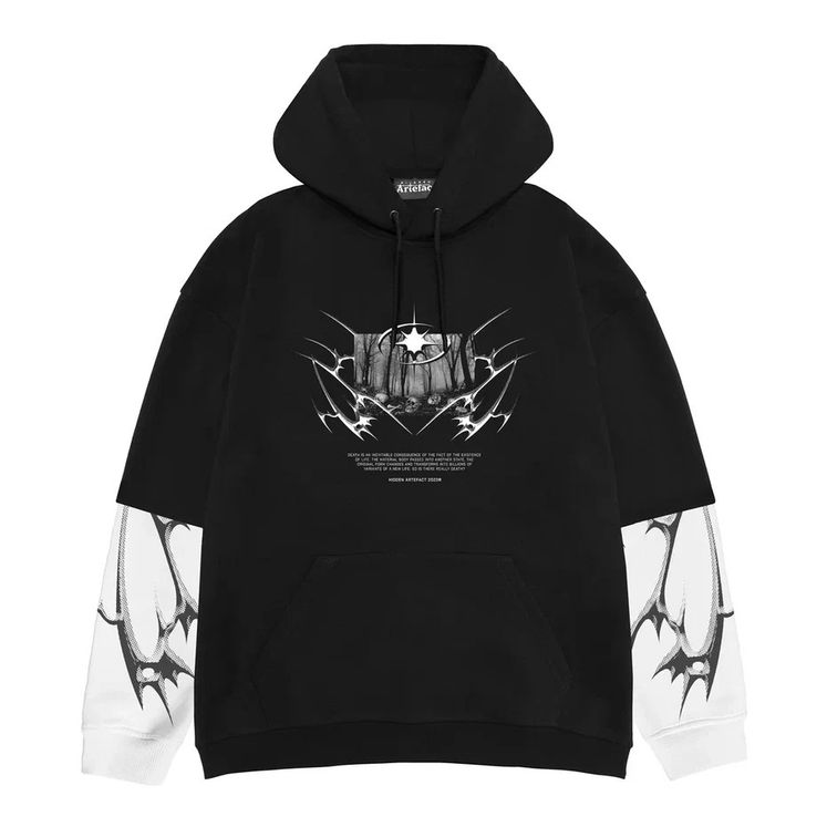 Худи ATF с двойн.рукавом Dark Wood, черный