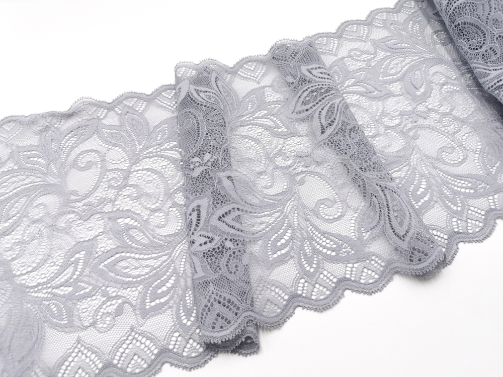 Эластичное кружево, светло-серый с голубым отливом, 23 см см, (Арт: EK-2797), м