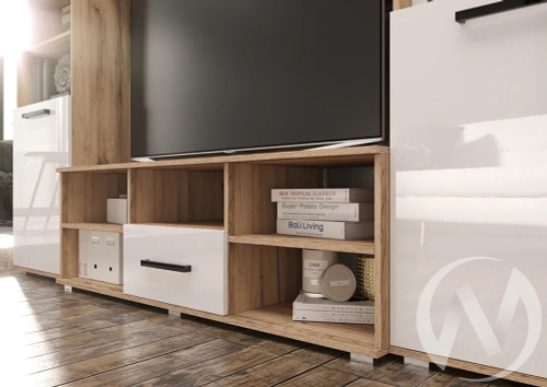 Гостиная Мини-2 (дуб крафт/белый глянец холодный)