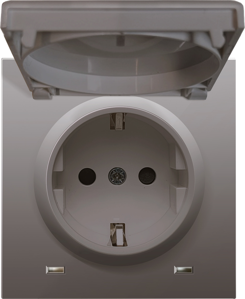 Накладка для розетки Schuko с заземлением, с крышкой, 16A 250 В~, сталь, серия R98