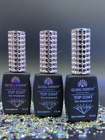 Универсальное верхнее покрытие без липкого слоя (топ/финиш) Global Fashion TOP-Алмазный, 12 мл