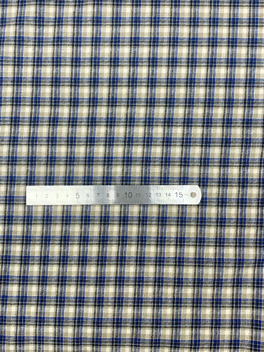 Коттон сорочка, принт клетка синий/беж/голубой NBD009