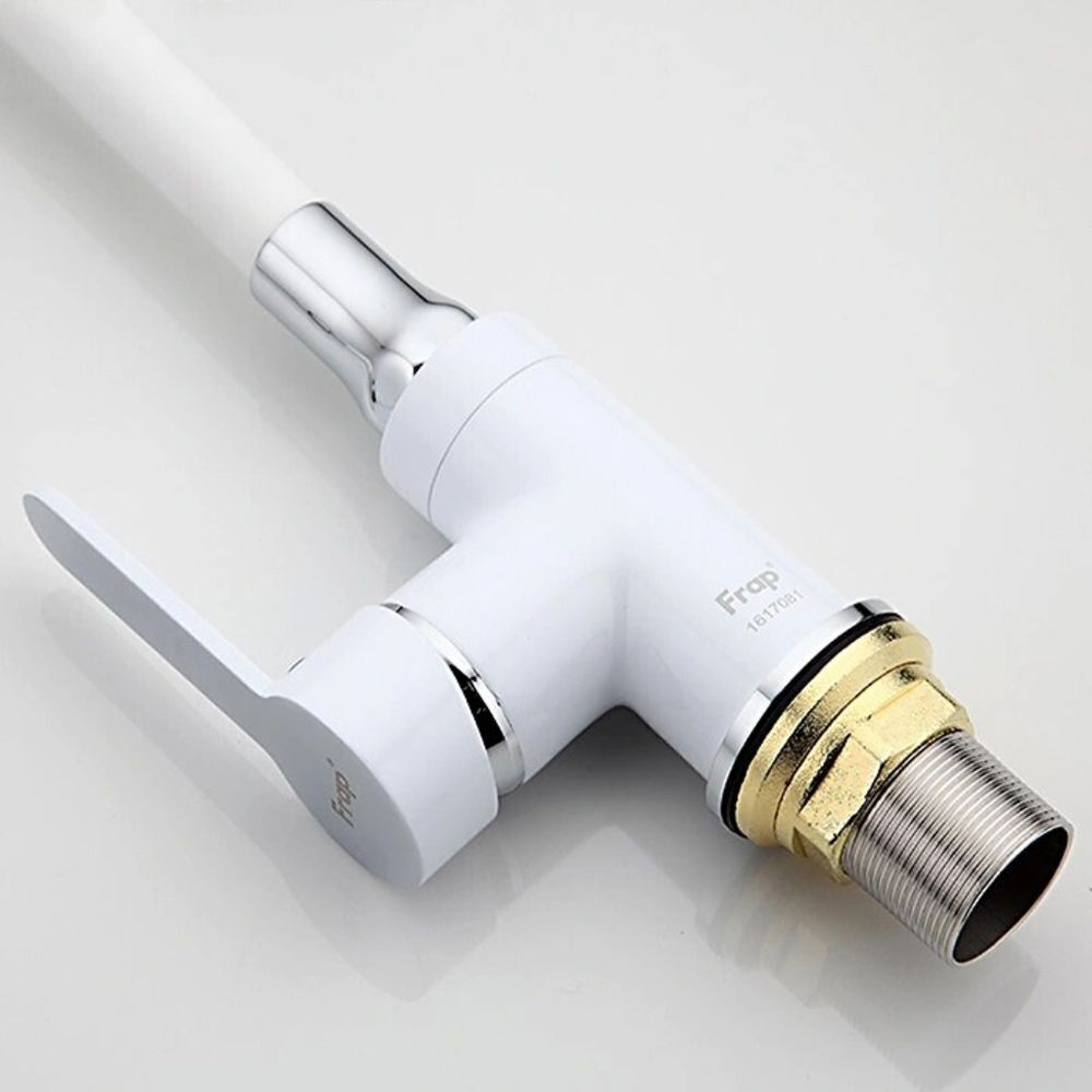 Смеситель для кухни, Frap, гибк излив, с картриджем, бел, F4041