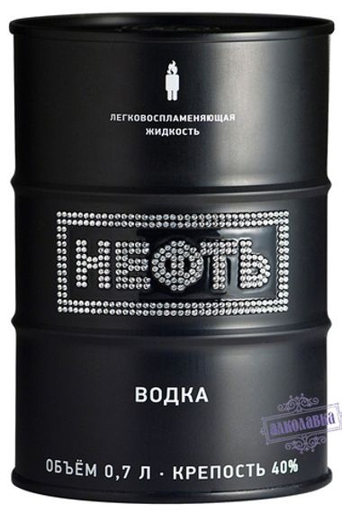Водка Нефть Черный Баррель в обрамлении кристаллов Сваровски 0.7 л