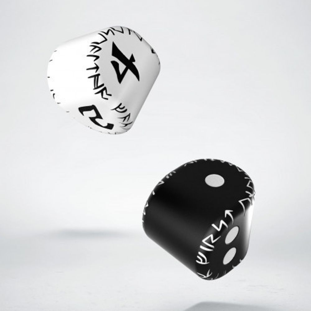 D2&amp;D4 Runic Dice: 1x Black&amp;white D2 + 1x White&amp;black D4 (2)