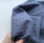 Фланель Чёрный горошек на сизом фоне