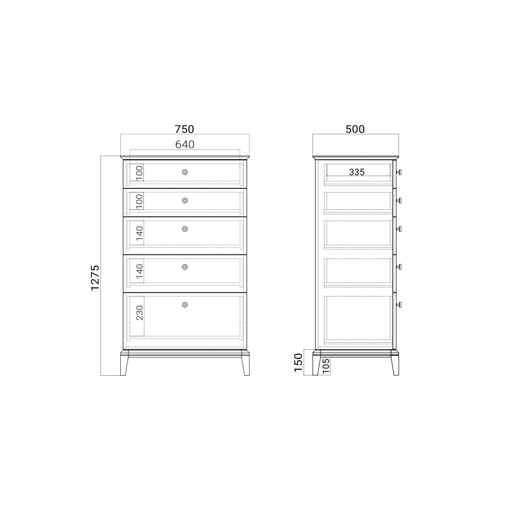Высокий комод CRYSTAL CR021
