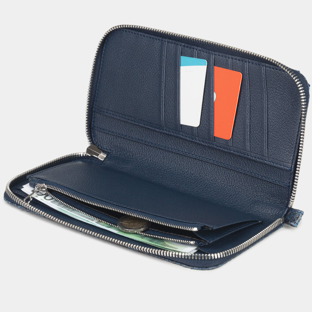 Кошелек Marquise из кожи питона и козы, синего цвета