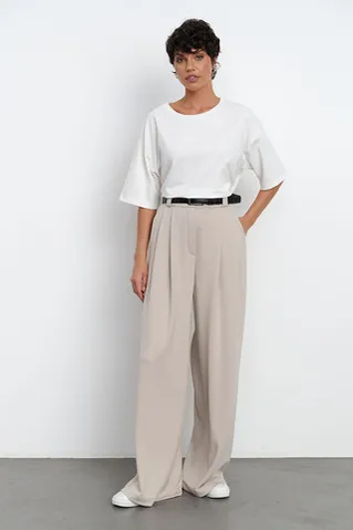 Брюки палаццо бежевого цвета