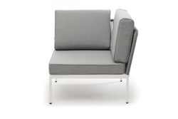 "Канны" угловой модуль плетеный из роупа, каркас алюминий светло-серый (RAL7035) шагрень, роуп серый круглый, ткань серая 017