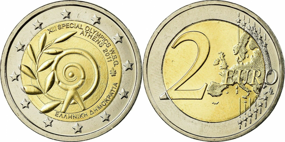 Греция 2 евро, 2011 Специальные Летние Всемирные Олимпийские Игры 2011 в Афинах UNC
