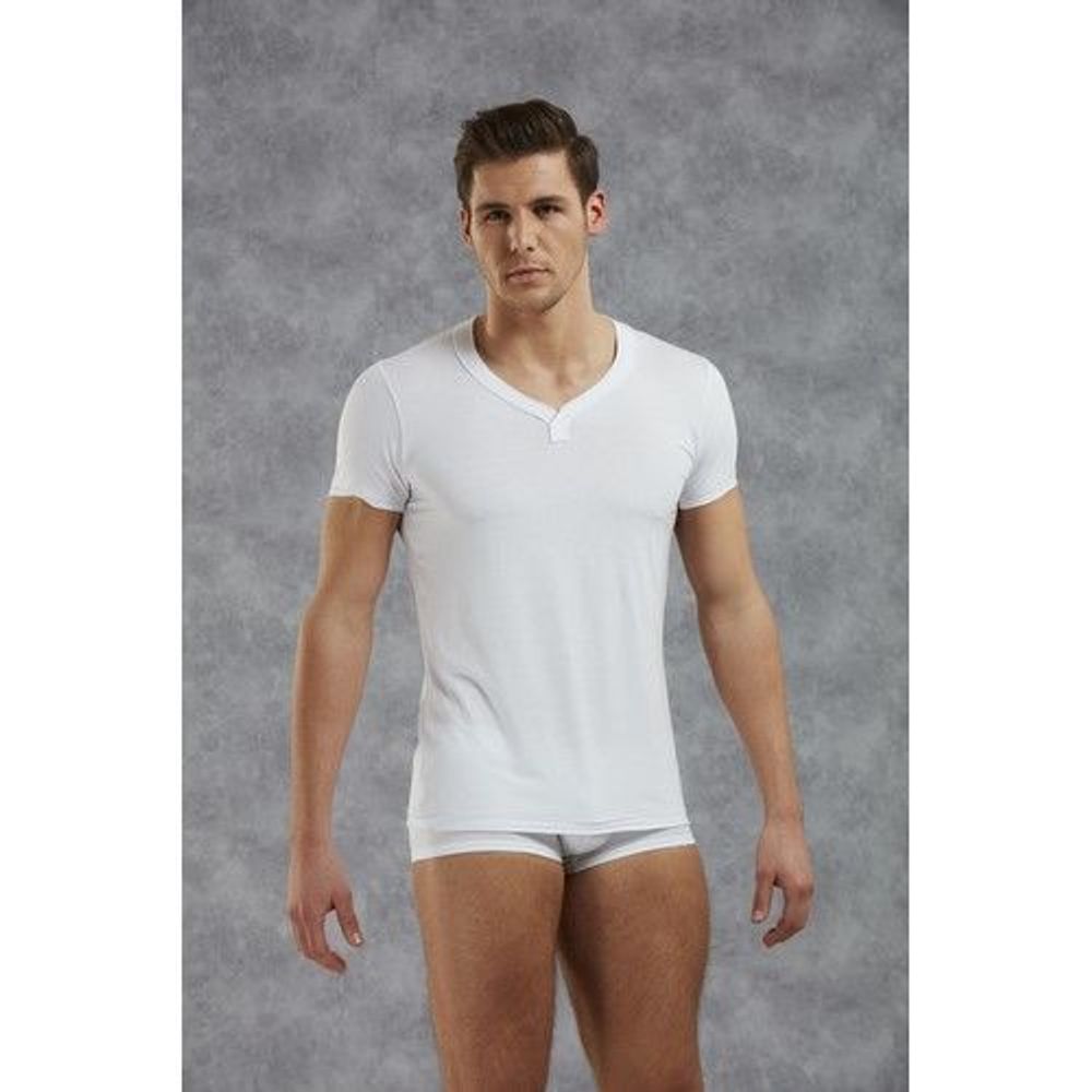 Мужская футболка белая с v-образным вырезом Doreanse 2860