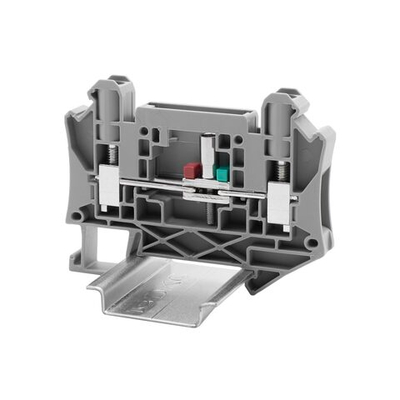 Клемма измерительная, для вставных изолированных перемычек, винтовойзажим, 2 точки подключения, дополнительные гнезда, 6 кв.мм, серая