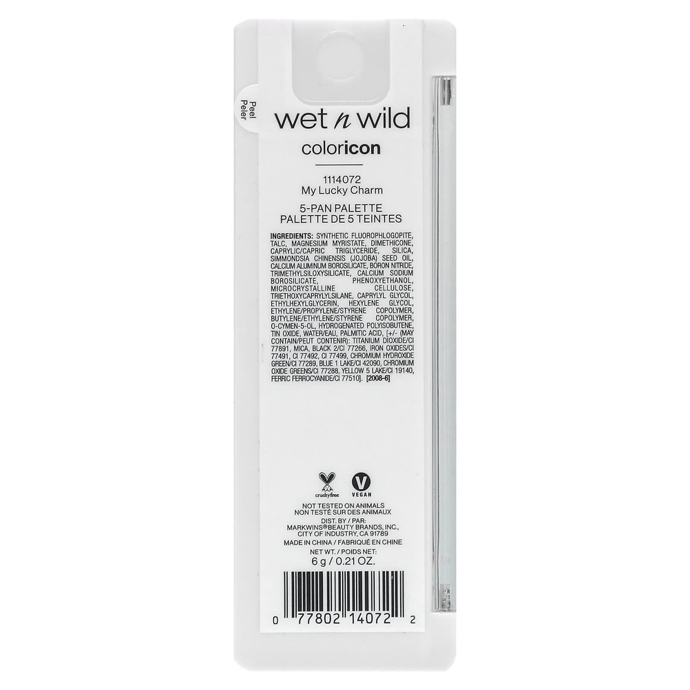 wet n wild, ColorIcon, палитра теней из 5 оттенков, 1114072 My Lucky Charm, 6 г (0,21 унции)