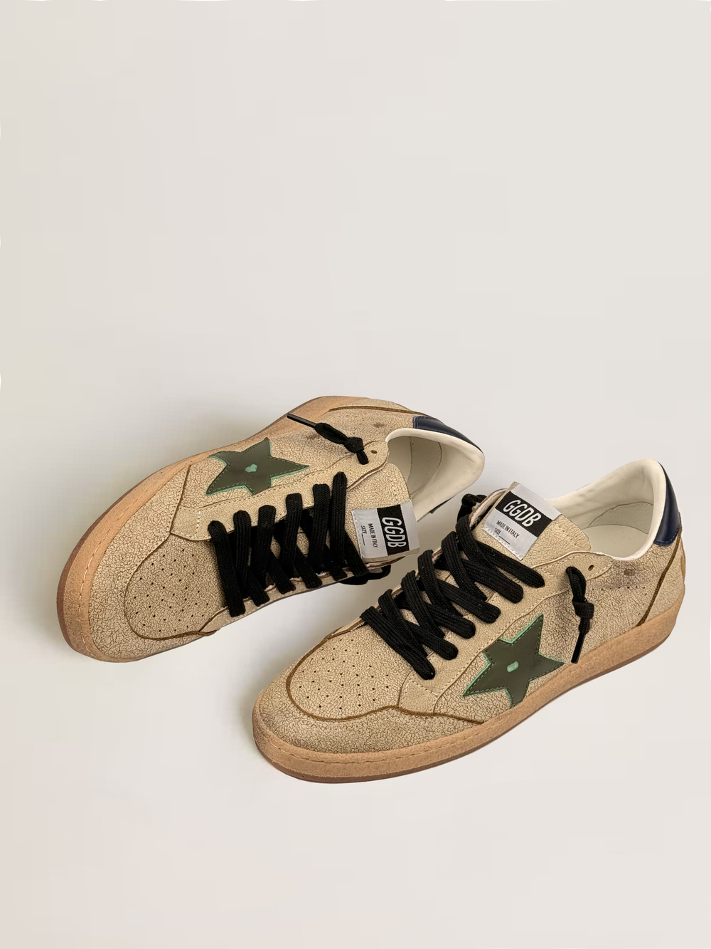 Men's Ball Star in cracked leather with green suede star