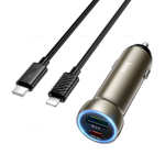 Автомобильное зарядное устройство для Lightning Hoco Z54A PD30W+QC3.0 (metal grey)