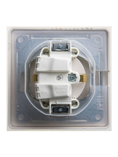 Розетка 1-м СП Glossa 16А IP44 с заземл. защ. шторки с крышкой в сборе перламутр. SE GSL000648
