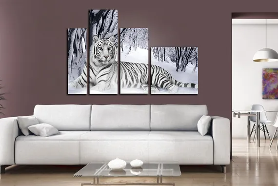 Модульная картина "Белый тигр"