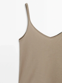 Massimo Dutti Топ из 100% хлопка с бретелями, дымчатый