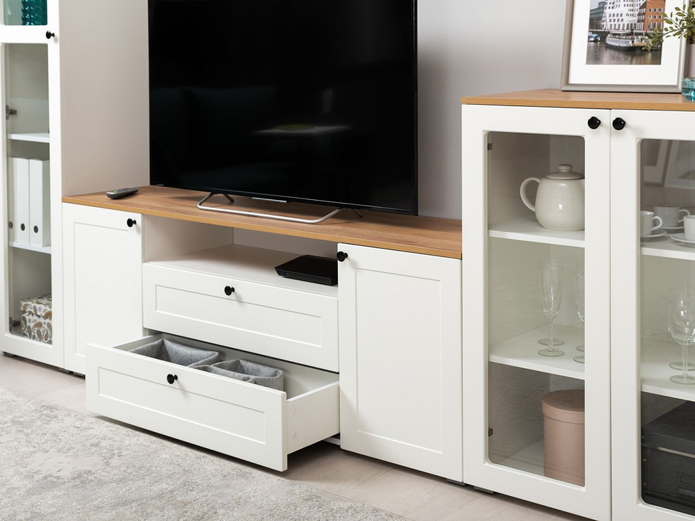 Гостиная Остин 1 белый/дуб золотой