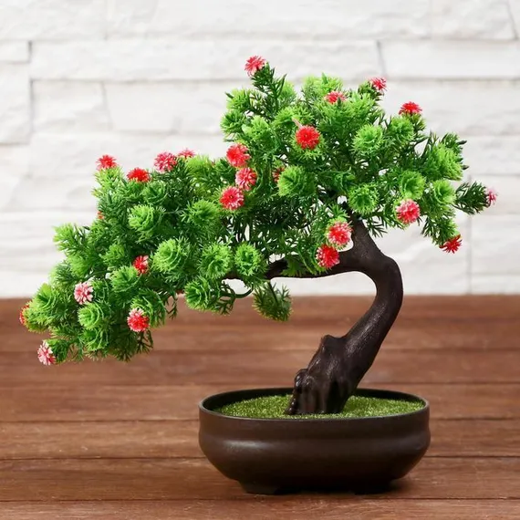 Бонсай в горшке &quot;Деревце изгиб&quot; 12х17 см, микс