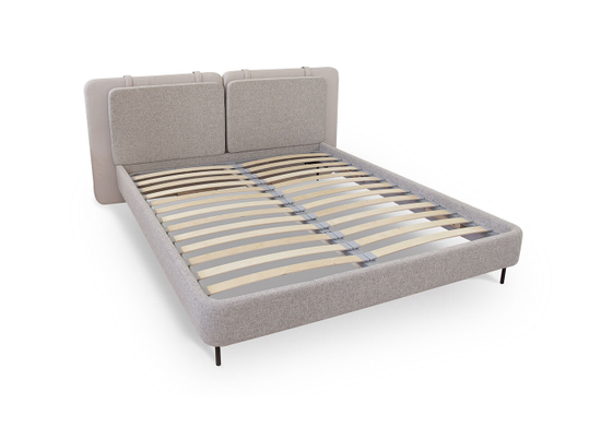 Кровать двуспальная Hub 160 см (бежевый, экокожа, рогожка)