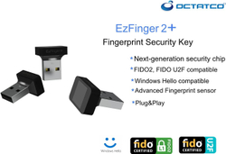 EzFinger2+ Black — Биометрический ключ безопасности с отпечатком пальца Аутентификация FIDO2/U2F для Windows Hello, Google, Office 365 и других платформ