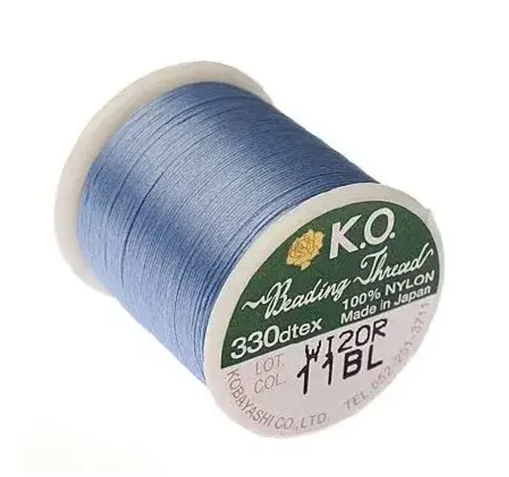 K.O. нейлоновые нити для бисероплетения, Lt Blue (Япония) 50 м.