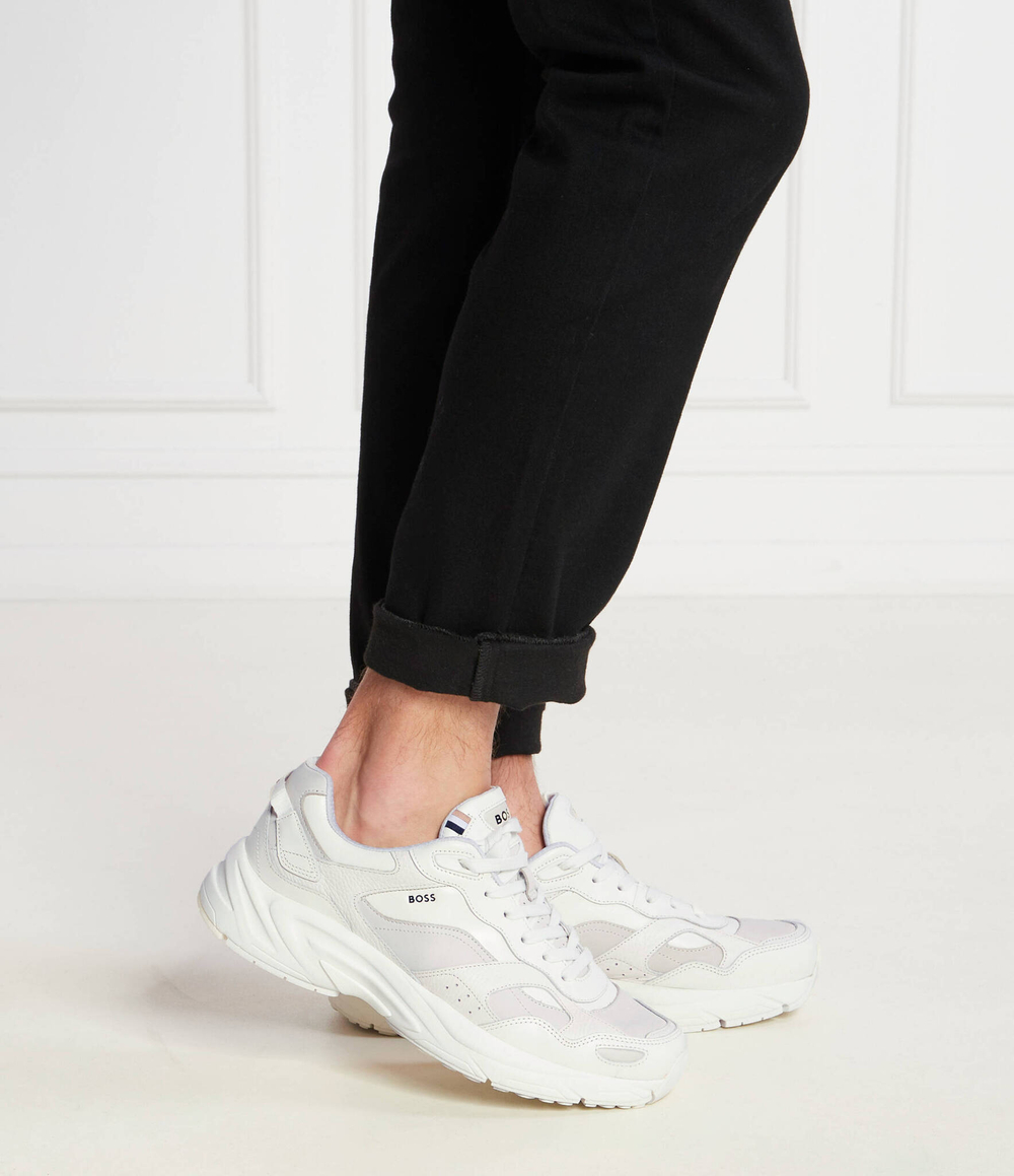 Кожаные кроссовки levitt_runn_lt BOSS BLACK - белый(50513142)