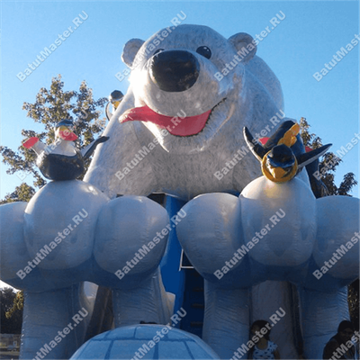 Большой надувной батут-горка "Мишка на севере"