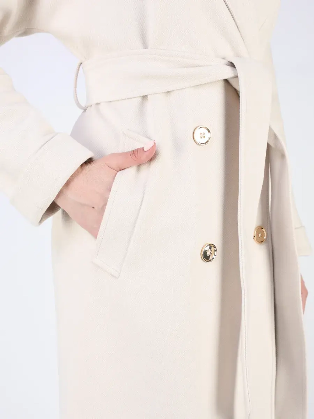 Пальто демисезонное длинное с поясом