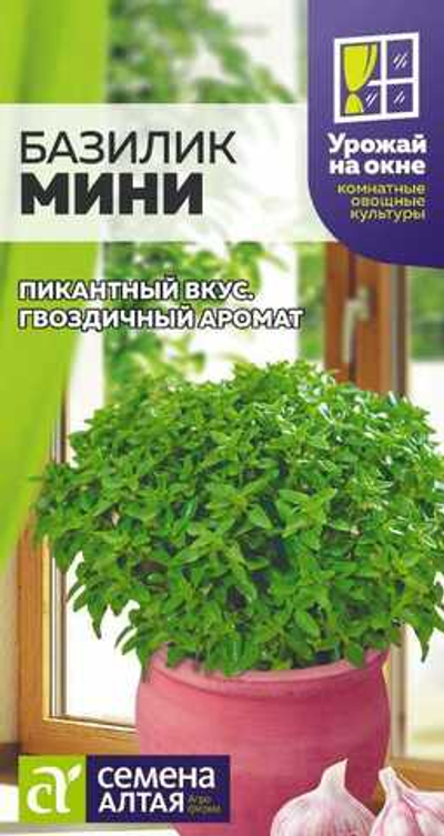 Базилик Мини 0,2 гр УРОЖАЙ НА ОКНЕ (Семена Алтая)