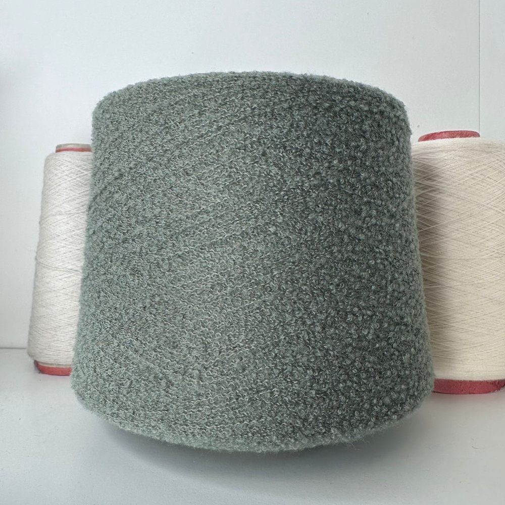 BARIBAL - Pecci Filati; 70% меринос, 30% п/а; 1000м/100гр; Букле; col. 54122, цвет: серовато-зеленый;