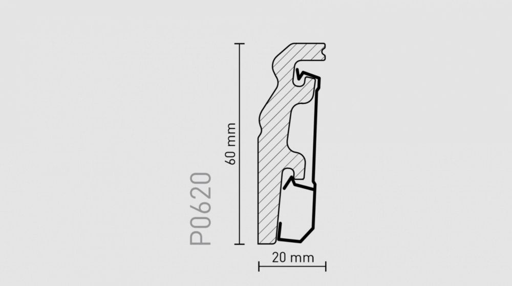 Плинтус Vega белый под покраску, 2400x60x20 мм
