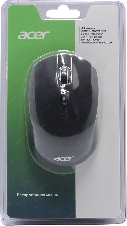 Acer Wireless Optical Mouse OMR050 <ZL.MCEEE.00B>  (RTL) USB  6btn+Roll