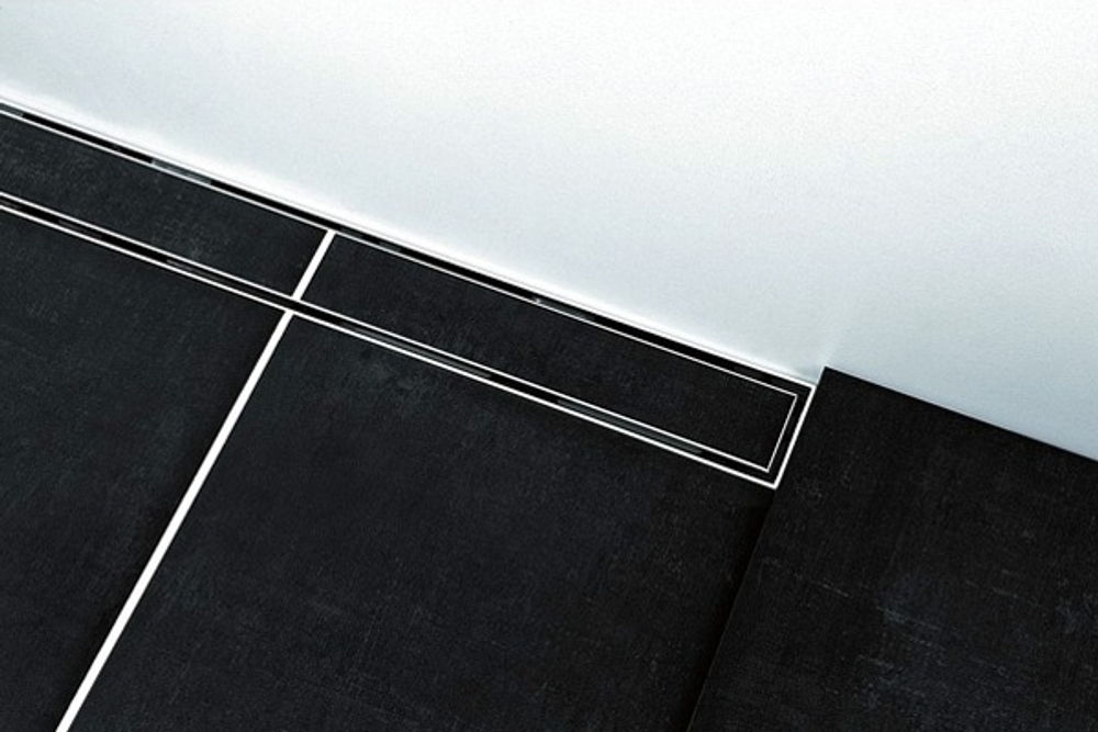 Комплект TECE TECElinus для монтажа дренажного канала 2 в 1, 70 см сифон 0, 8 л/с, 4 опоры, с основой для плитки tile и решеткой steel, Хром матовый 15103079