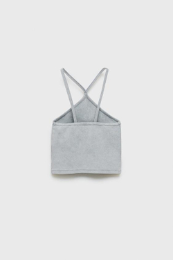 ZARA КОРОТКИЙ ТОП С ЗАКЛЕПКАМИ Z3D, ЦВЕТ ЛЬДА