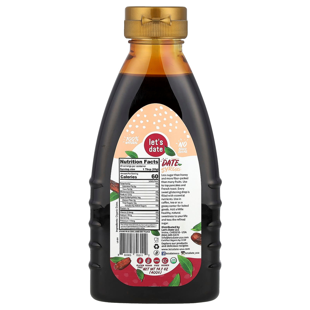 Let's Date, Органический финиковый сироп, 400 г (14,1 унции)