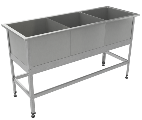 Ванна моечная трехсекционная "Бизнес" ВМБ 530/3, 1430х530(600)х860 мм, без борта