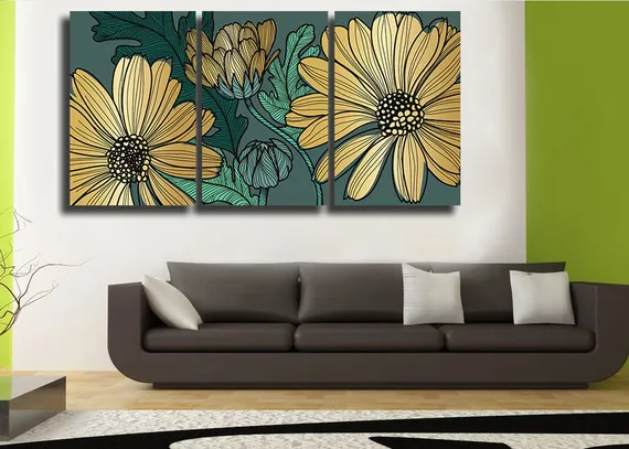 Модульная картина "Цветочный узор"