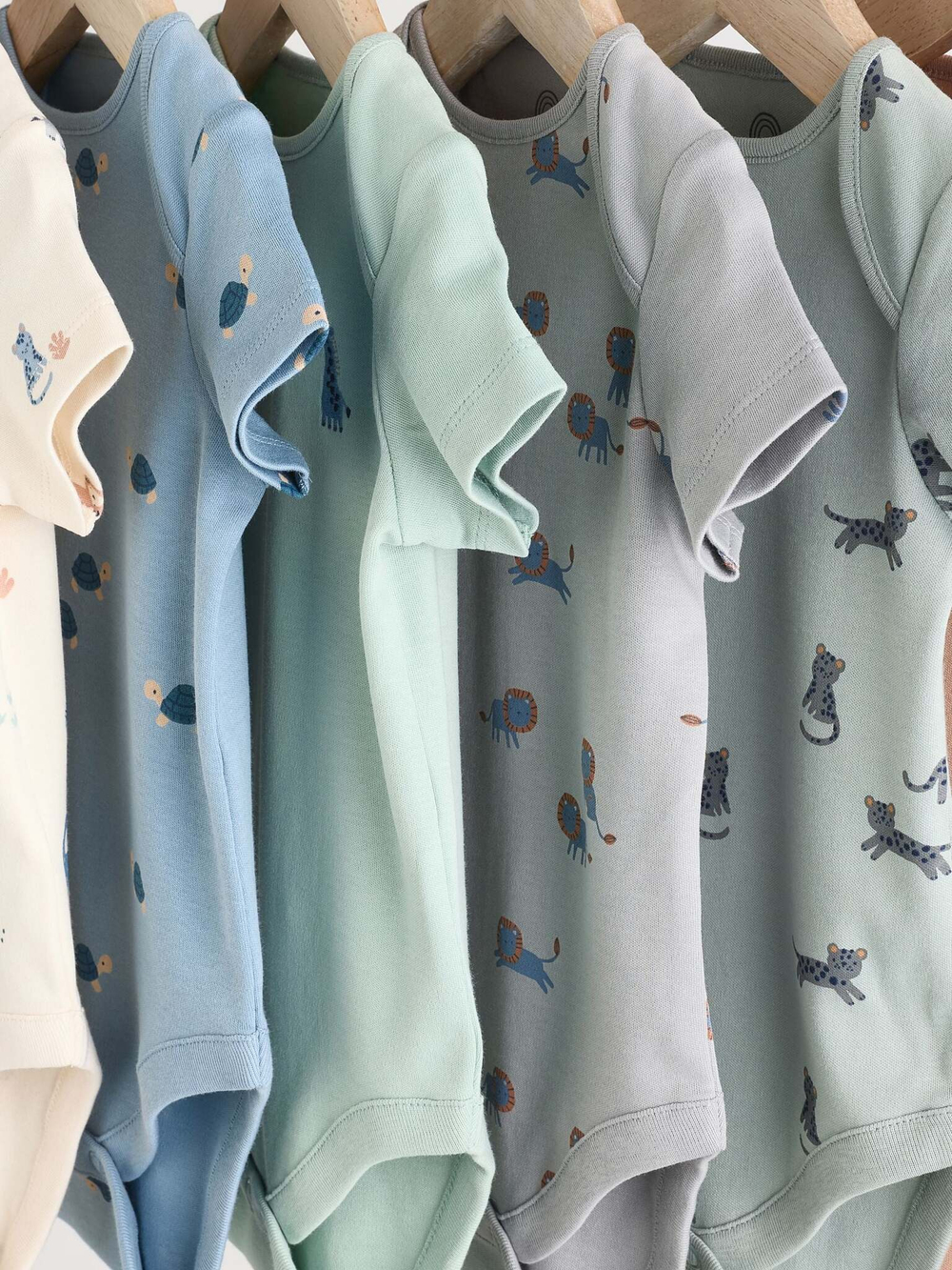 Боди с коротким рукавом для малышей Next K79-790, 7 шт., Синий, Хаки, Бежевый