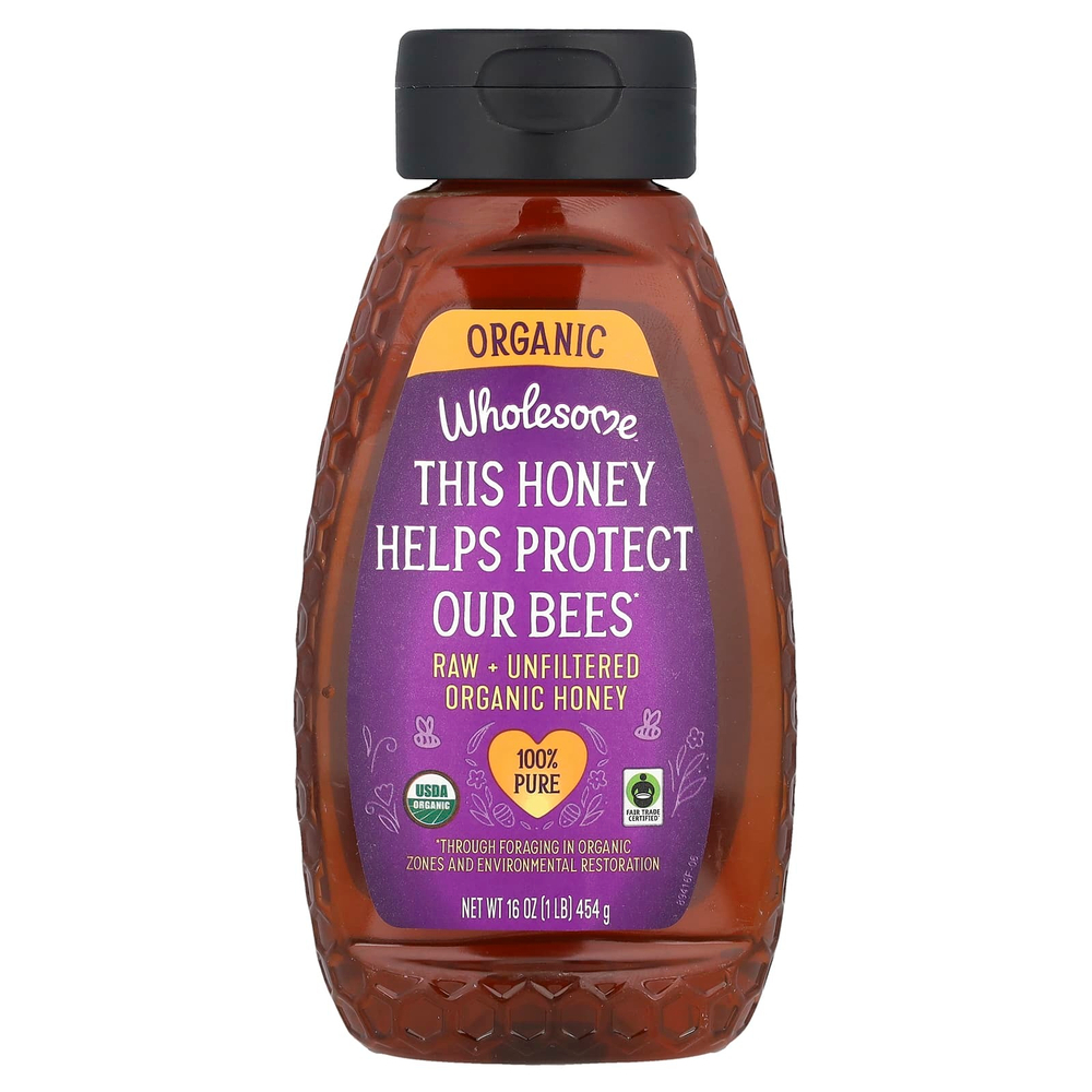 Wholesome Sweeteners, органический, необработанный и нефильтрованный мед, 454 г (16 унций)