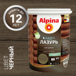 ЛАК АКРИЛОВЫЙ ВОДНО-ДИСП ALPINA АКВАЛАЗУРЬ Д/ДЕРЕВА  ЧЕРНЫЙ, 0,9Л/0,90КГ