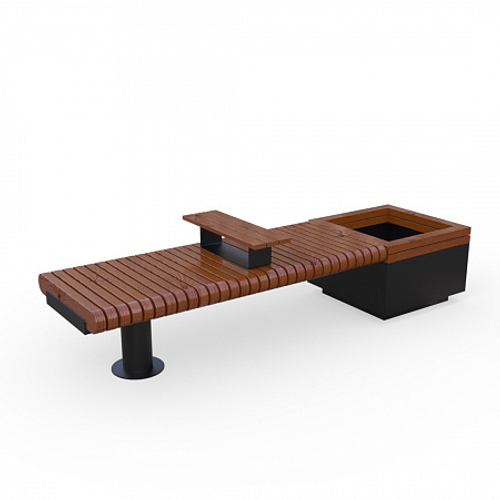 Лавка Rail Road 01 с вазоном и подлокотником