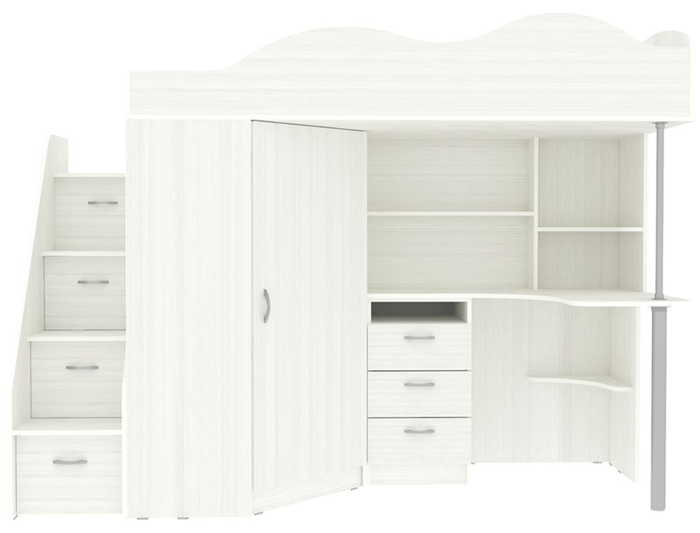 Кровать-чердак КарИВи Пионер Белое Дерево Белое Дерево