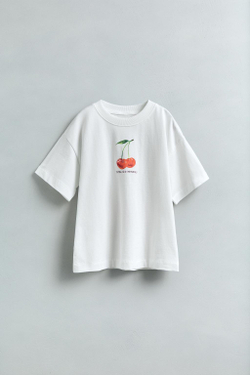 ZARA ФУТБОЛКА С ПРИНТОМ «ФРУКТ», БЕЛЫЙ