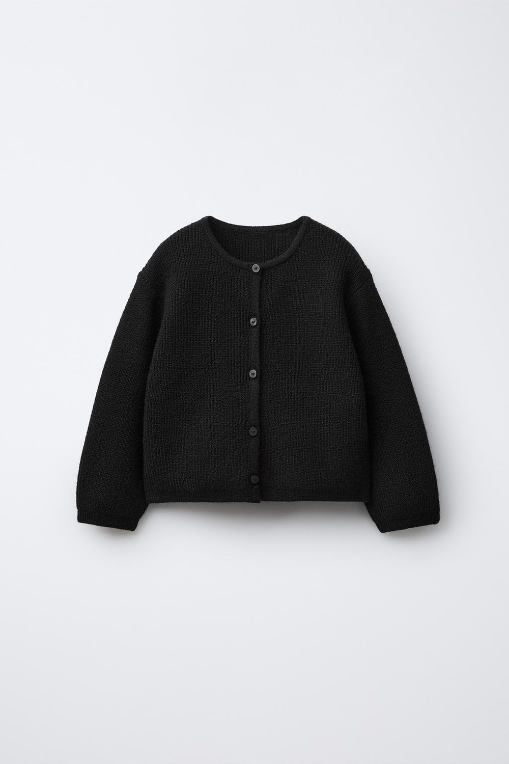 ZARA БАЗОВЫЙ ВЯЗАНЫЙ КАРДИГАН, ЧЕРНЫЙ